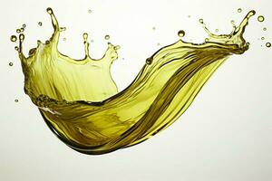 A digitally rendered olive engine oil splash, isolated with a clipping path AI Generated photo