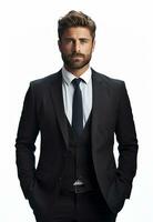 Ai generative Business man in a suit white transparent background photo