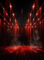 Ai generative Backdrop With Illumination Of Red Spotlights For Flyers realistic image ultra hd high design photo