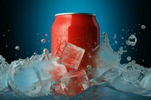 Juicy, ice cold beverage in a can is the ultimate summer thirst quencher AI Generated photo