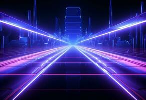 Ai Generative Neon illuminated futuristic backdrop realistic image, ultra hd, high design very detailed photo