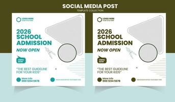 Admission School Social Media Post Template vector