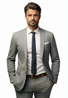 Ai generative Business man in a suit white transparent background photo