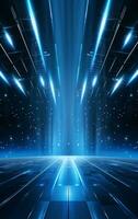 Ai generative Backdrop With Illumination Of blue Spotlights For Flyers realistic image ultra hd high design photo