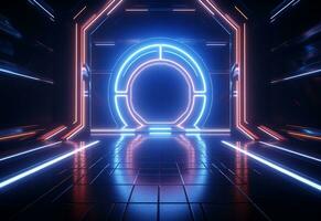 Neon illuminated futuristic backdrop realistic image, ultra hd, high design very detailed photo