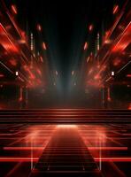 Ai generative Backdrop With Illumination Of Red Spotlights For Flyers realistic image ultra hd high design photo