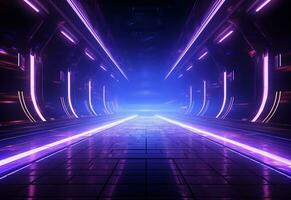 Ai Generative Neon illuminated futuristic backdrop realistic image, ultra hd, high design very detailed photo