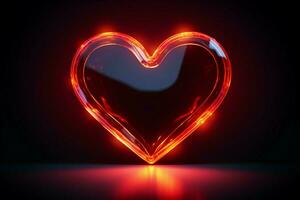 Nostalgic neon charm Bright hearts illuminate a classic black backdrop AI Generated photo