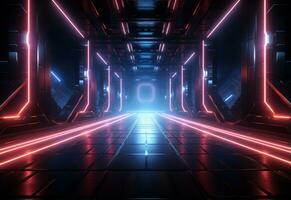 Ai Generative Neon illuminated futuristic backdrop realistic image, ultra hd, high design very detailed photo