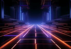Ai Generative Neon illuminated futuristic backdrop realistic image, ultra hd, high design very detailed photo