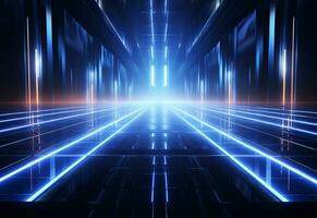 Ai Generative Neon illuminated futuristic backdrop realistic image, ultra hd, high design very detailed photo