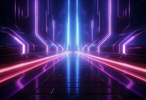 Ai Generative Neon illuminated futuristic backdrop realistic image, ultra hd, high design very detailed photo