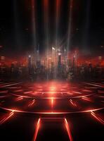 Ai generative Backdrop With Illumination Of Red Spotlights For Flyers realistic image ultra hd high design photo