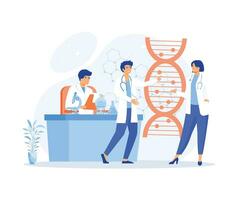 medicine microbiology concept, Genetic science. DNA molecule laboratory research, gene structure information. flat vector modern illustration