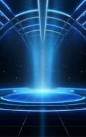 Ai generative Backdrop With Illumination Of blue Spotlights For Flyers realistic image ultra hd high design photo