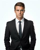Ai generative Business man in a suit white transparent background photo