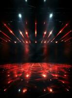 Ai generative Backdrop With Illumination Of Red Spotlights For Flyers realistic image ultra hd high design photo