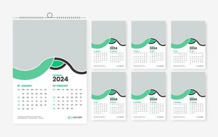 2024 calendar design template, six page 2024 modern print ready calendar design template vector