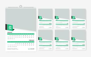 2024 calendar design template, six page 2024 modern print ready calendar design template vector