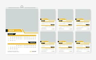 2024 calendar design template, six page 2024 modern print ready calendar design template vector