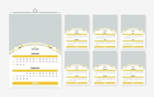 2024 calendar design template, six page 2024 modern print ready calendar design template vector