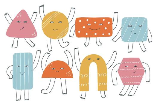 Set Funky Basic Geometric Figures vector