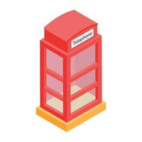 Telephone booth handy illustration in isometric style vector