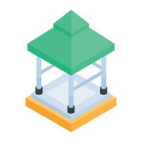 Gazebo architecture illustration in isometric style vector