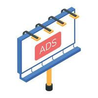 Premium isometric illustration of an ads billboard vector