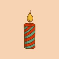 Christmas Candle Symbol. Social Media Post. Christmas Decoration Vector Illustration.