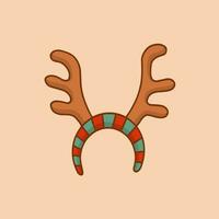 Christmas Santa Reindeer Headband Symbol. Social Media Post. Christmas Decoration Vector Illustration.