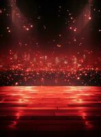 Ai generative Backdrop With Illumination Of Red Spotlights For Flyers realistic image ultra hd high design photo