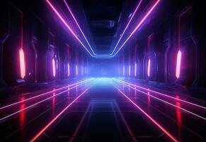 Ai Generative Neon illuminated futuristic backdrop realistic image, ultra hd, high design very detailed photo