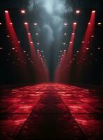 Ai generative Backdrop With Illumination Of Red Spotlights For Flyers realistic image ultra hd high design photo