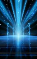 Ai generative Backdrop With Illumination Of blue Spotlights For Flyers realistic image ultra hd high design photo