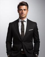 Ai generative Business man in a suit white transparent background photo