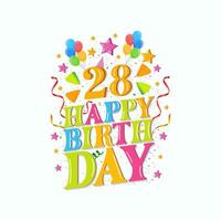 28 contento cumpleaños logo con globos, vector ilustración diseño para cumpleaños celebracion, saludo tarjeta y invitación tarjeta.