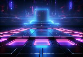 Neon illuminated futuristic backdrop realistic image, ultra hd, high design very detailed photo