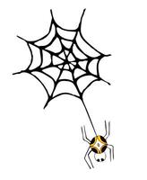 Vector doodle Cobweb, spider web with spider icon for Halloween. Simple Line art illustration.