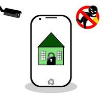 smart phone monitor house safety from thief vector