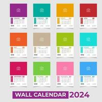 Creative Multicolor Wall Calendar Design 2024 vector