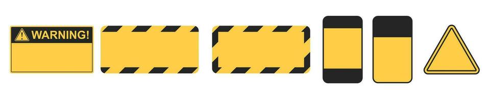 blank warning sign frame template yellow caution symbol vector