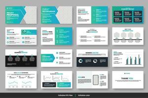 Vector  business  presentation slides template green color design minimalist business layout template design