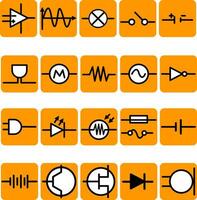 conjunto de eléctrico circuito símbolo vector