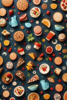 Fresh food pattern background AI Generated photo