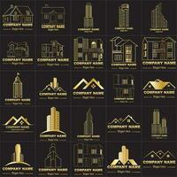 Golden Real Estate Logo Bundle template. construction and architecture icons, signs,  Construction logo template set, logo pack, logo bundles, vector pack of Construction logo