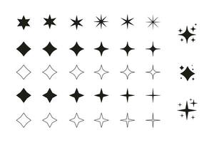 Big set of star icon, magic spark, shine and glitter for graphic or product design. vector