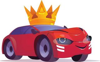 rojo dibujos animados coche con corona vector