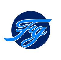 FG brand name initial letters icon with blue color. vector