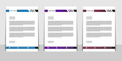 Letterhead Template Set with Wave Design Pro Vector